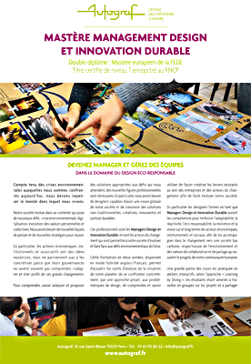 Mastère Design et Management de l’Innovation Durable